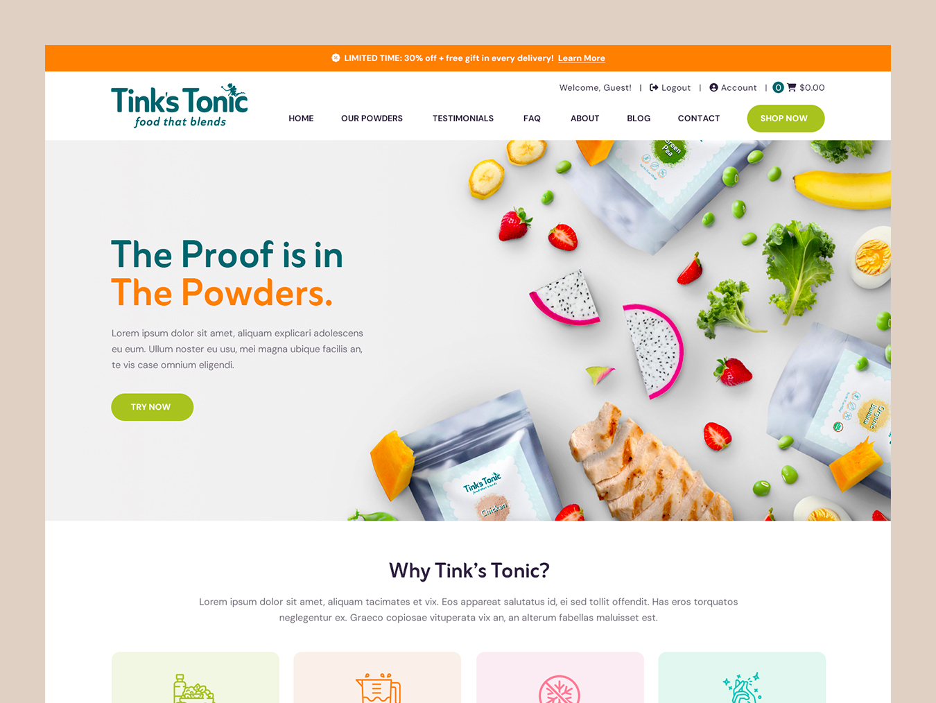 tinks tonic web design featured v
